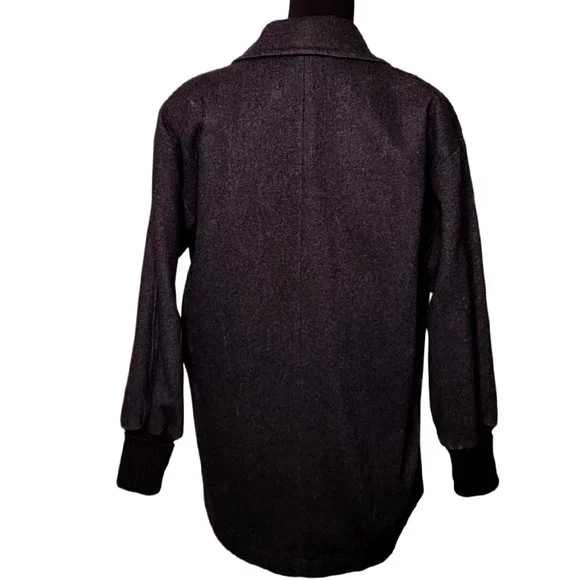 Jofeld Dark Gray Wool Peacoat with Rib Knit Cuffs - Size M - Picture 4 of 6